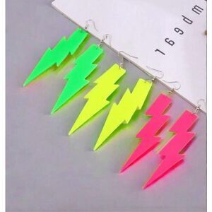 Hot Pink Lightweight Bolt Statememt Earrings
